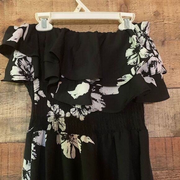 MM Couture by Miss Me black and white floral‎ strapless dress, small - Picture 9 of 15